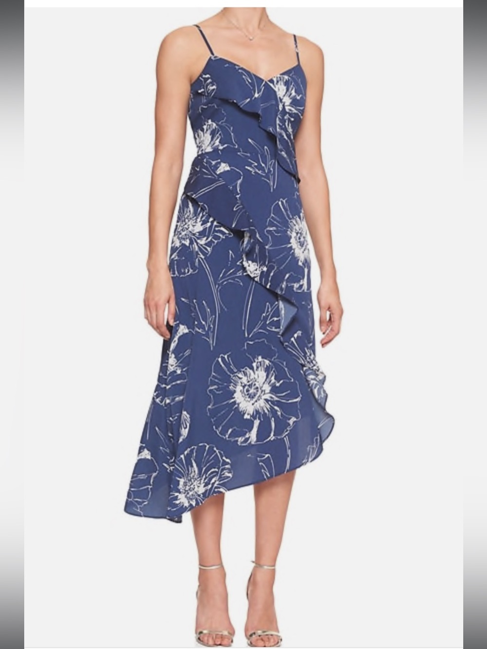 Banana Republic Asymmetrical Blue Spaghetti Strap Dress size 2 petite
